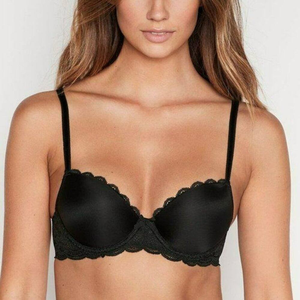 Victoria's Secret Demi Angles Underwire Black Lace 32DDD